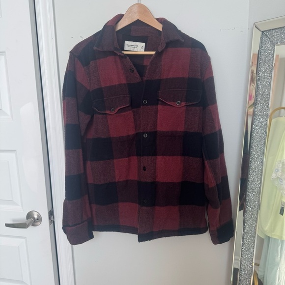 Abercrombie Red and Black Buffalo Plaid Flannel Shirt M - Picture 2 of 6